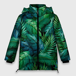 Куртка зимняя женская Green plants pattern, цвет: 3D-светло-серый