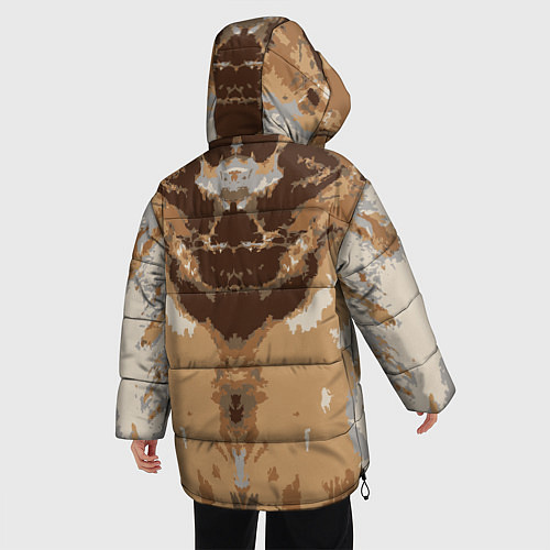 Женская зимняя куртка Абстрактный, графический узор коричневого цвета / 3D-Светло-серый – фото 4