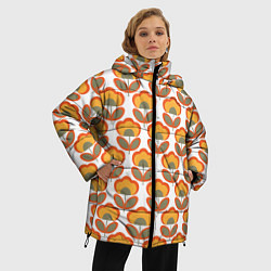 Куртка зимняя женская ЦВЕТЫ В СТИЛЕ 70х, цвет: 3D-светло-серый — фото 2