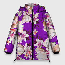 Куртка зимняя женская Цветы Фиолетовый Цветок, цвет: 3D-красный