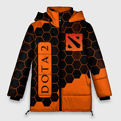 Куртка зимняя женская ДОТА 2 на фоне узоров из сот, цвет: 3D-черный