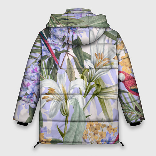 Женская зимняя куртка Цветы Фиолетовые Дикие Джунгли / 3D-Черный – фото 2