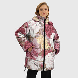 Куртка зимняя женская Цветы Восхитительный Летний Букет Пион, цвет: 3D-черный — фото 2