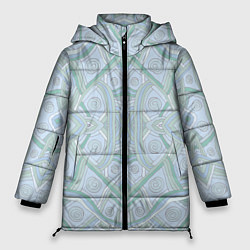Куртка зимняя женская Абстрактный узор калейдоскоп, пастельные приглушен, цвет: 3D-черный