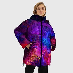 Куртка зимняя женская Цветные неоновые разводы на воде Авангард Colored, цвет: 3D-светло-серый — фото 2