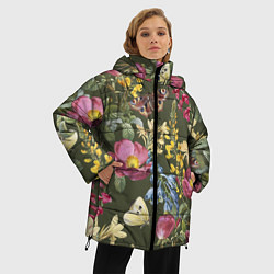 Куртка зимняя женская Цветы Винтажные, цвет: 3D-светло-серый — фото 2