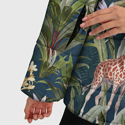 Куртка зимняя женская Цветы Безвременники и Жирафы, цвет: 3D-светло-серый — фото 2