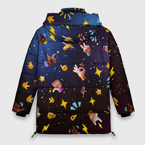 Женская зимняя куртка Смайлики-руки 3D Emoji Hands / 3D-Черный – фото 2