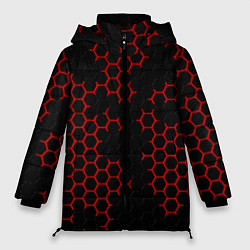 Женская зимняя куртка НАНОКОСТЮМ Black and Red Hexagon Гексагоны