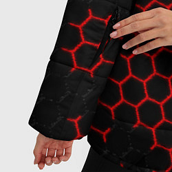 Куртка зимняя женская НАНОКОСТЮМ Black and Red Hexagon Гексагоны, цвет: 3D-красный — фото 2