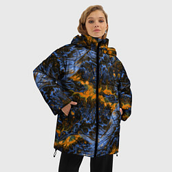 Куртка зимняя женская Оранжево-Синяя Вулканическая Лава, цвет: 3D-красный — фото 2
