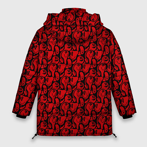 Женская зимняя куртка Красные психоделический смайлы / 3D-Черный – фото 2