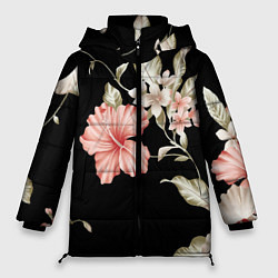 Куртка зимняя женская Летняя ночь Floral composition, цвет: 3D-светло-серый