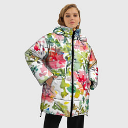 Куртка зимняя женская Floral pattern Watercolour Summer, цвет: 3D-красный — фото 2