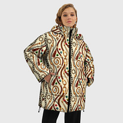 Куртка зимняя женская Ремни и драгоценные камни, цвет: 3D-красный — фото 2
