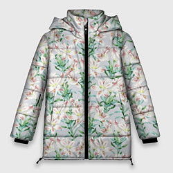 Куртка зимняя женская Цветы Нежные Лилии, цвет: 3D-светло-серый