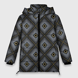 Куртка зимняя женская Abstract Квадраты геометрия, цвет: 3D-черный