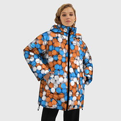 Куртка зимняя женская Глянцевые Разноцветные Шарики, цвет: 3D-красный — фото 2