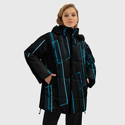 Куртка зимняя женская Неоновые стёкла - Голубой, цвет: 3D-красный — фото 2