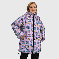 Куртка зимняя женская РЕТРО ПАТТЕРН 80-е, цвет: 3D-красный — фото 2