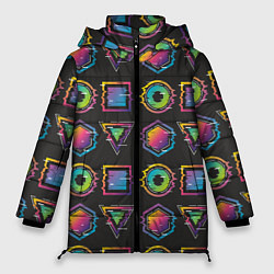 Куртка зимняя женская Геометрический яркий глитч, цвет: 3D-светло-серый