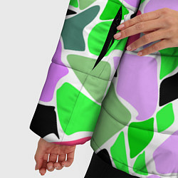 Куртка зимняя женская Abstract pattern green pink spots, цвет: 3D-черный — фото 2