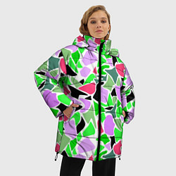 Куртка зимняя женская Abstract pattern green pink spots, цвет: 3D-черный — фото 2