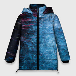 Женская зимняя куртка Неоновые волны на воде - Синий