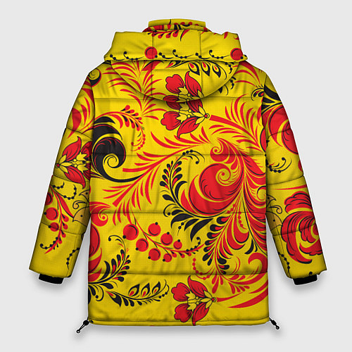 Женская зимняя куртка Хохломская Роспись Цветы / 3D-Черный – фото 2