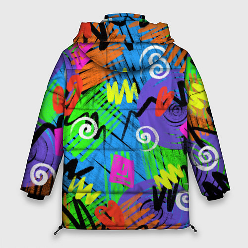 Женская зимняя куртка Яркий геометрический принт / 3D-Черный – фото 2