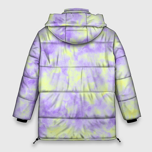 Женская зимняя куртка Нежный желто-фиолетовый тай дай / 3D-Черный – фото 2