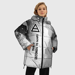 Куртка зимняя женская Thirty Seconds to Mars Glitch на светлом фоне, цвет: 3D-черный — фото 2
