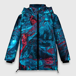 Женская зимняя куртка Неоновые куски льда - Голубой и красный