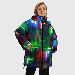 Куртка зимняя женская Неоновые знаки - Зелёный, цвет: 3D-светло-серый — фото 2