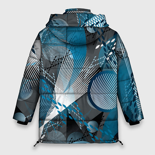Женская зимняя куртка Абстрактный серо-синий принт / 3D-Черный – фото 2