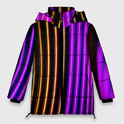 Куртка зимняя женская Неоновые линейные фонари - Фиолетовый, цвет: 3D-светло-серый