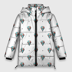 Женская зимняя куртка Разноцветные Бриллианты На Белом Фоне