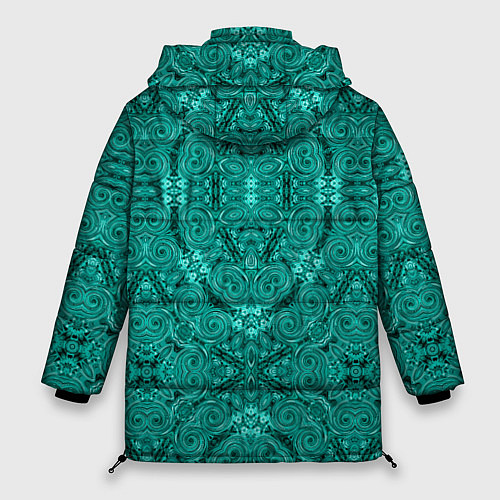 Женская зимняя куртка Бирюзовый восточный ажурный узор / 3D-Красный – фото 2