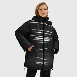 Куртка зимняя женская Неоновые фонари во тьме - Белый, цвет: 3D-черный — фото 2