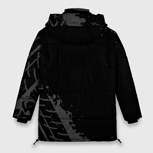 Женская зимняя куртка Chevrolet Speed на темном фоне со следами шин / 3D-Черный – фото 2