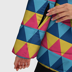 Куртка зимняя женская Калейдоскоп - цветные треугольники, цвет: 3D-красный — фото 2