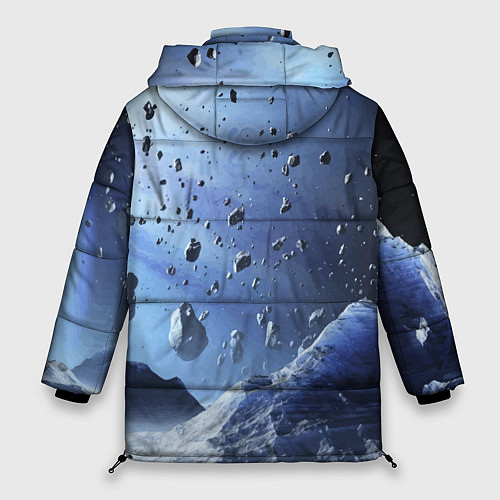 Женская зимняя куртка Космический пейзаж с ледяными скалами / 3D-Черный – фото 2