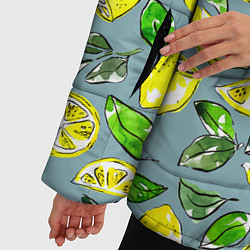Куртка зимняя женская Порезанные лимоны - паттерн, цвет: 3D-светло-серый — фото 2