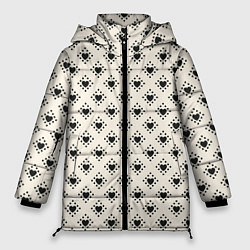 Куртка зимняя женская Черные сердечки паттерн, цвет: 3D-светло-серый