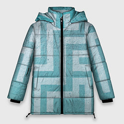 Куртка зимняя женская Абстрактный лабиринт на поверхности - Голубой, цвет: 3D-светло-серый