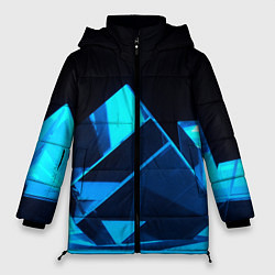 Женская зимняя куртка Неоновые объёмный куб - Синий
