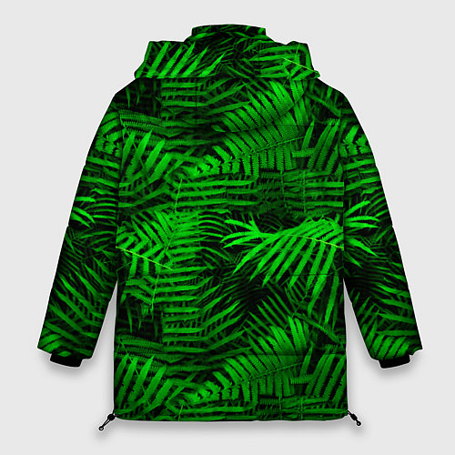 Женская зимняя куртка Листья папоротника - текстура / 3D-Черный – фото 2
