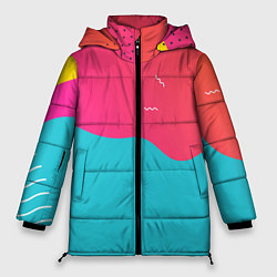 Куртка зимняя женская Яркие кляксы, цвет: 3D-красный