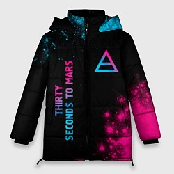 Куртка зимняя женская Thirty Seconds to Mars Neon Gradient, цвет: 3D-черный