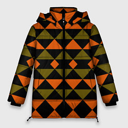 Женская зимняя куртка Геометрический узор черно-оранжевые фигуры